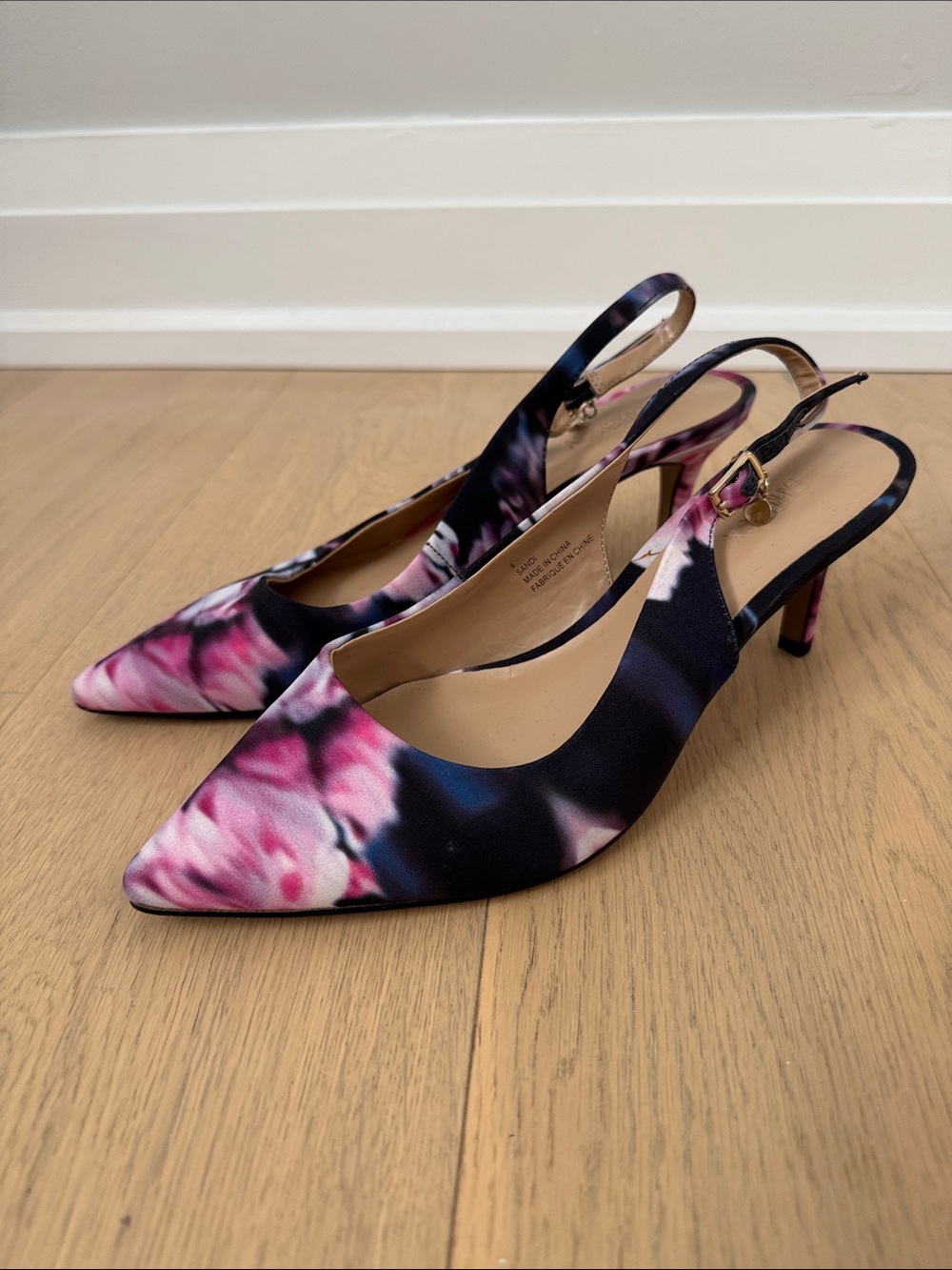Expressions Floral Pointed Slingback Heels
